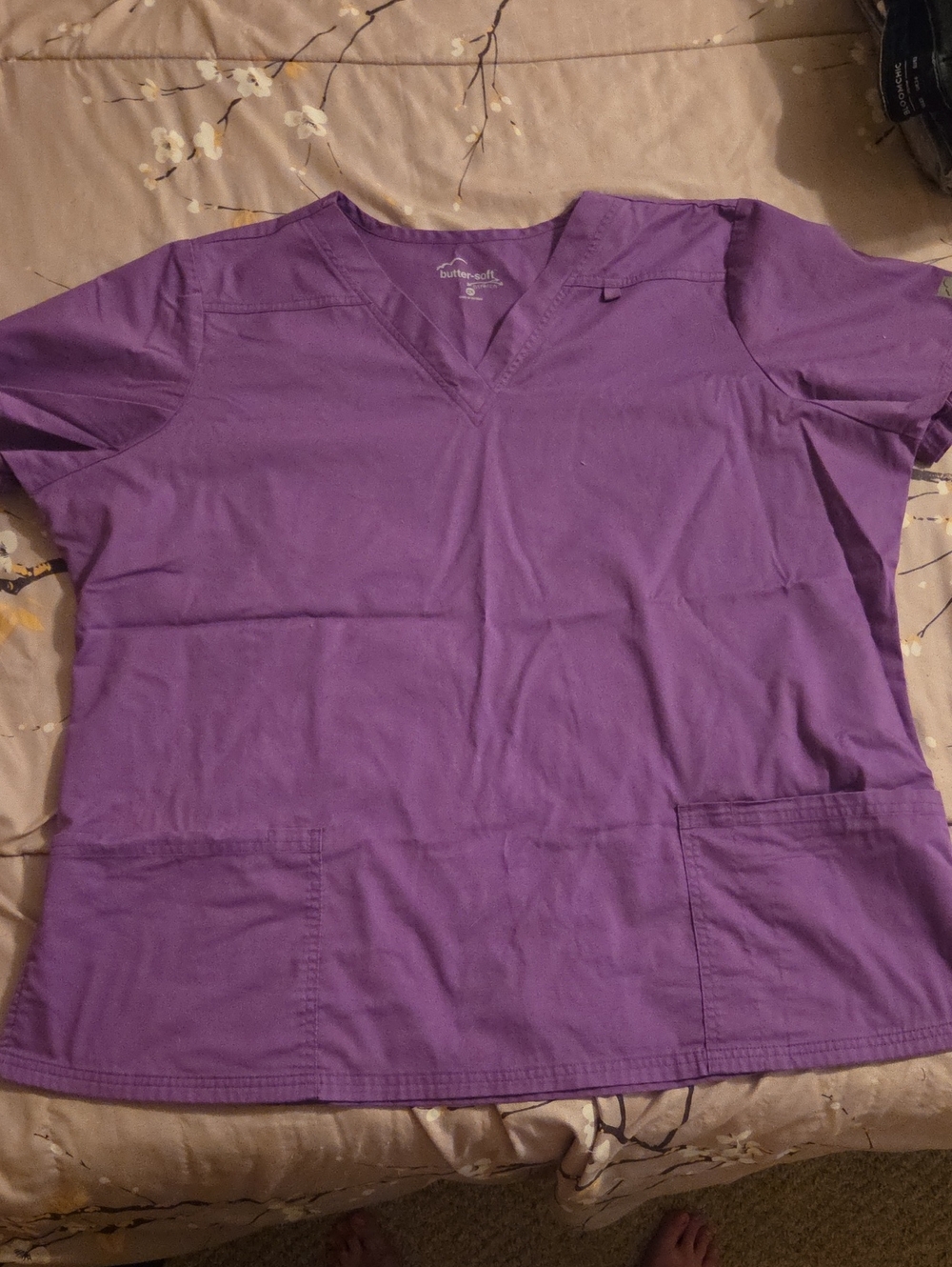Uniform Advantage Purple V-Neck Short Sleeve Scrub Top